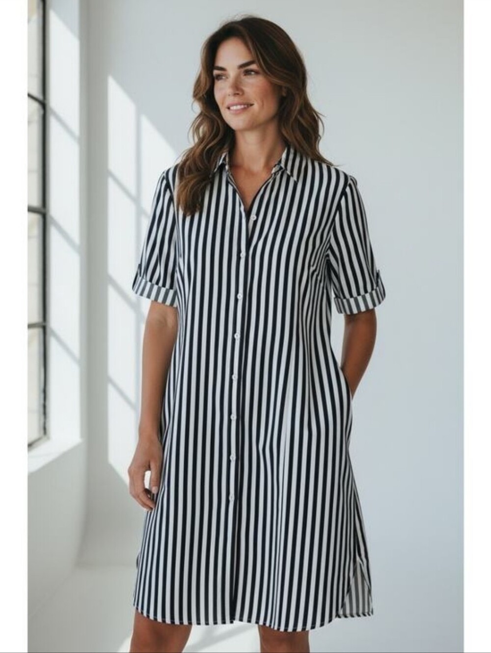 EMILY DANIELS Striped Shirt Dress